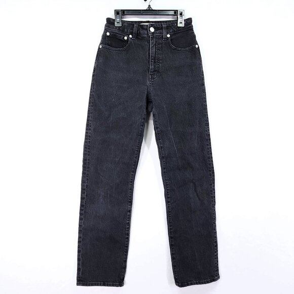 Madewell The Curvy '90s Straight Jean Size 24 Black Grunge High Rise - Picture 1 of 14
